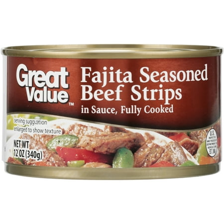 Great Value Fajita Seasoned Beef Strips in Sauce, 12 (Best Brand Roast Beef)