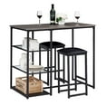 thumbnail image 5 of VECELO Bar Table and Chair Set, Dining Tables with 2 Bar Stools, Kitchen Counter with 3 Tier Storage Shelves, Counter Height Dining Tables & Chairs for Kitchen, Living Room, Black, 5 of 9
