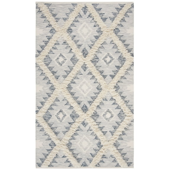 SAFAVIEH Kenya Kensington Geometric Area Rug, Silver/Ivory, 6' x 9'