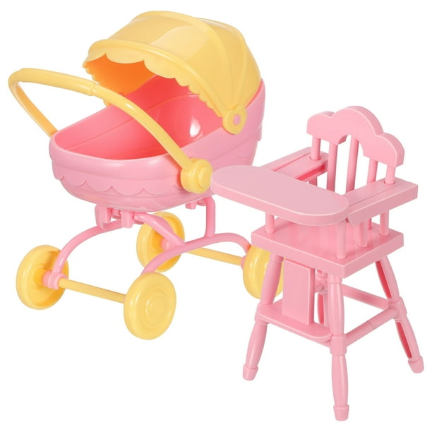 ColoMX 1 juego de trona para muñeca, cochecito de juguete en miniatura, ligero, para empujar, accesorios para muñecas.