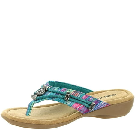 Minnetonka Silverthorne Thong Women's Sandal 11 C/D US Turquoise Stripe ...