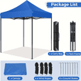 thumbnail image 2 of HOTEEL 6.5x6.5 FT Pop up Canopy, Waterproof Commercial Canopy Tent,Outdoor Garden Gazebo, with Carry Bag,Blue, 2 of 10