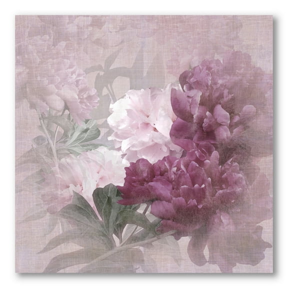 Ancient Pink and Purple Flowers II 16 in x 16 in Painting Canvas Art Print, by Designart