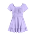 thumbnail image 4 of JUMEYU Dress for Girls Girl's Sleeveless A Line Mini Dress Ruched Ruffle Swing Dresses Size 14-15 (Light Purple,14-15 Years), 4 of 5