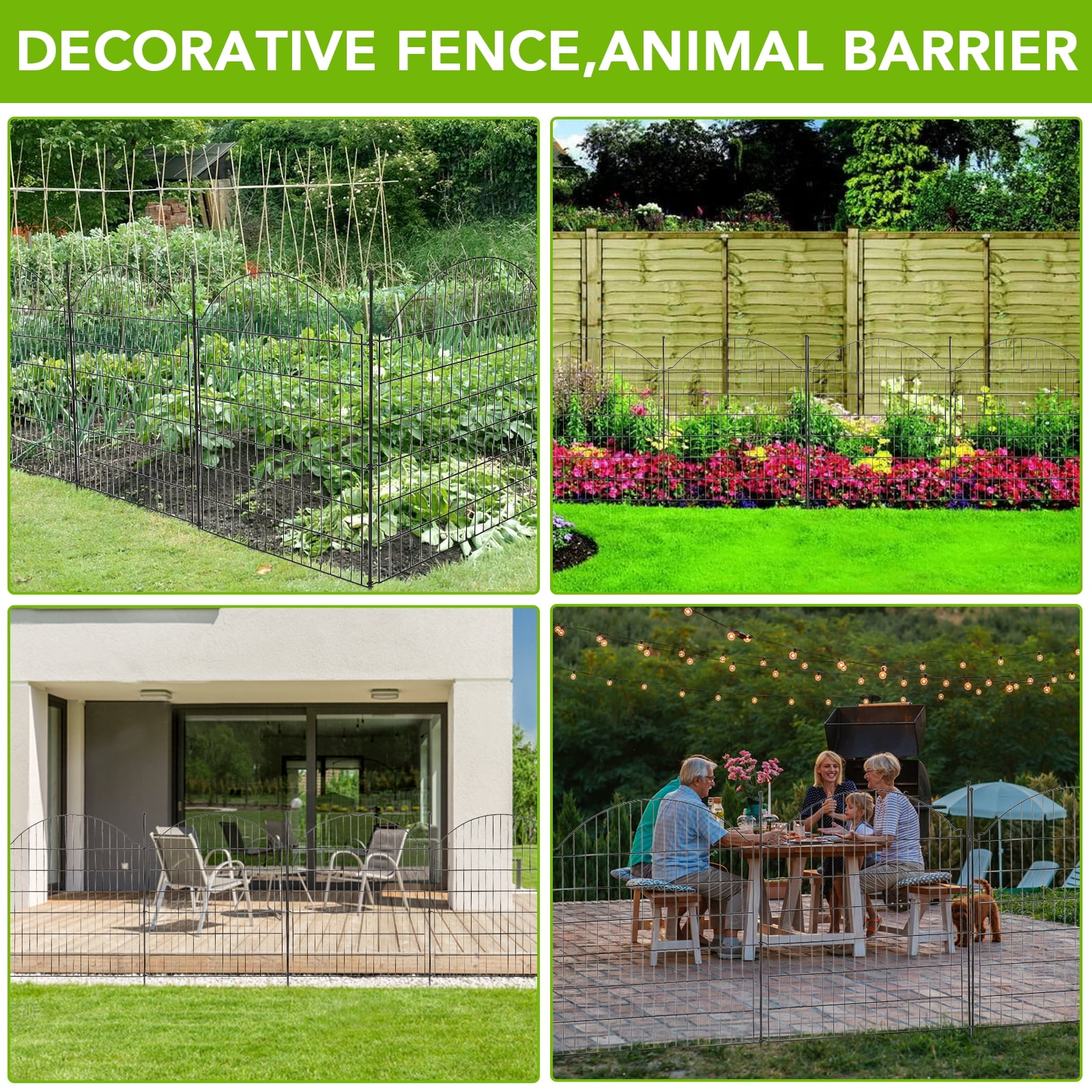 ChaoLink Garden Fence,15 Panels No Dig Decorative Fence for Outdoor ,Yard, Patio,29*32 in Animal Barrier Rustproof Metal Wire Panel,Temporary Dog Fence ArcArc 29w×32h in