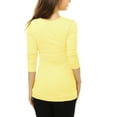 thumbnail image 3 of INSPIRE CHIC Women's Cowl Neck Long Sleeve Top Button Decor Ruched Front Regular Fit Pullover Top L Light Yellow, 3 of 6