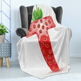 thumbnail image 4 of Letter T Soft Flannel Fleece Blanket, Agriculture Harvest Theme Alphabet Character Capital Healthy Options, Cozy Plush for Indoor and Outdoor Use, 70" x 90", Vermilion Green Orange, by Ambesonne, 4 of 5
