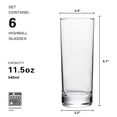 thumbnail image 3 of Highball Glasses Set of 6, 11.5oz Tall Drinking Glasses Set, Water Glass for Kitchen, 3 of 7