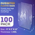 thumbnail image 2 of Clear Gusseted Poly Bags, 1 Mil Thick Open Top, 100 Count, 5 x 2 x 12 in, 2 of 7