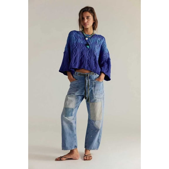 Casual Wide-Leg Paint-Splatter Pants