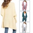 thumbnail image 4 of Suéter tejido Moda mujer suéter de punto Color sólido frente abierto de manga larga bolsillo suelto Casual Otoño Invierno cárdigan abrigo 1 1, 4 of 5