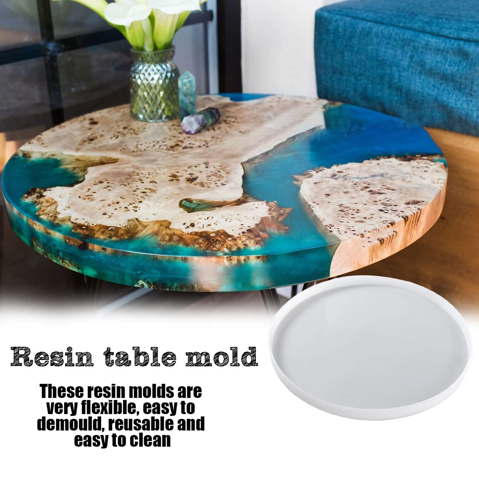 Large Round Silicone Tray Molds For Epoxy Resin DIY Home Decor Crafts Transparent