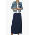thumbnail image 6 of TheMogan Women's Casual Lounge Solid Foldable High Waist Draped Jersey Relaxed Long Maxi Skirt Navy 2X, 6 of 7