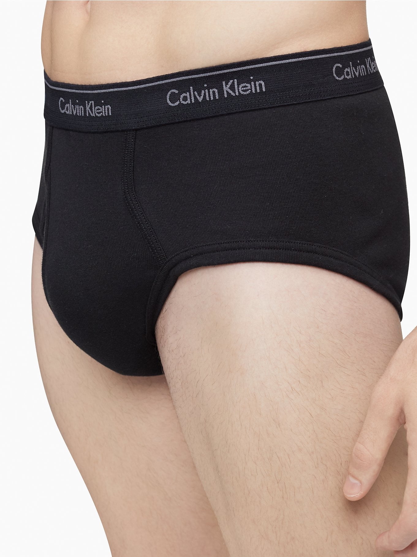 Calvin Klein Men's Cotton Classic Fit Brief -4 Pack, Black, Large -  