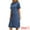 Blue, variant on DARING DIVA Midi Denim Short Sleeve Button Down Tunic Jean Dress S Blue