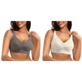 thumbnail image 1 of 2 Pack(Coffee 1PCS & White 1PCS) Multipack Womens Seamless Bras No Support Bra Underwire Scalloped Push Up Bras Soft Wireless Comfort Bralettes Full Coverage Everyday Bra, 1 of 7