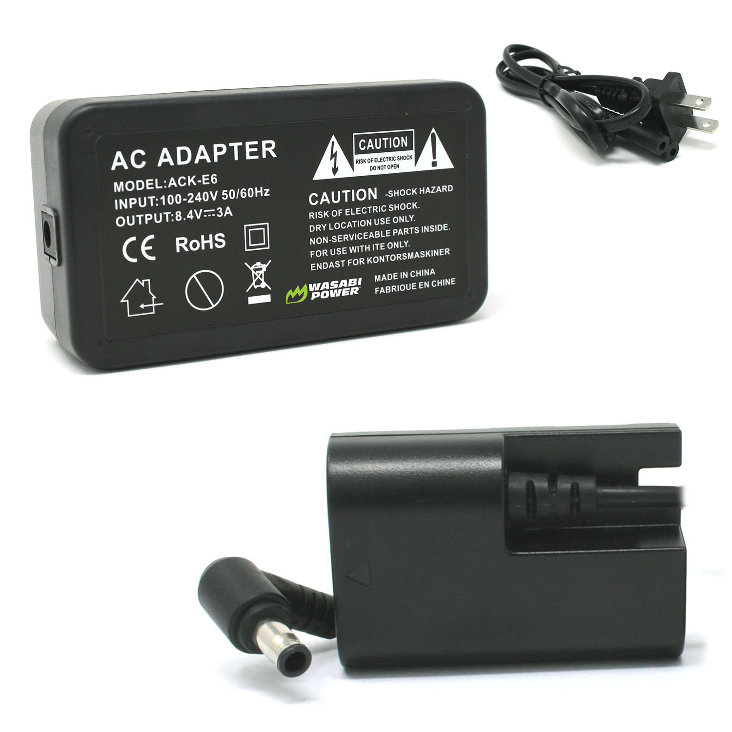 ACK-E6 Adattatore CA Con Batteria Fittizia DR-E6 Per Canon EOS R, R5, R6, 90D, 80D, 7D, 5D Mk II/III/IV - Alimentazione Continua Per Sessioni Lunghe