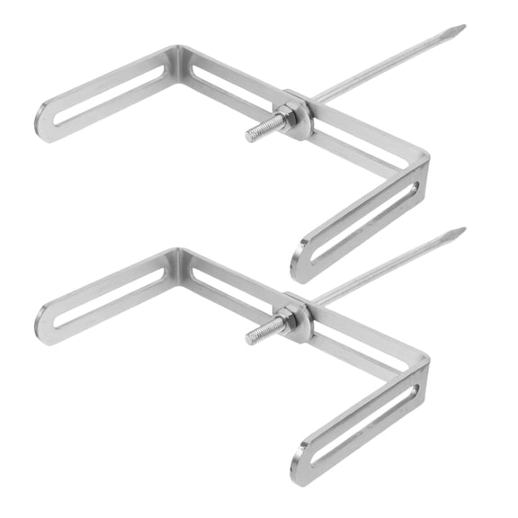 LOLIPPYY 2Pcs Heavy Duty Plated Silver Metal Downspout Anchor Adjustable Garden Gutter Support Stake