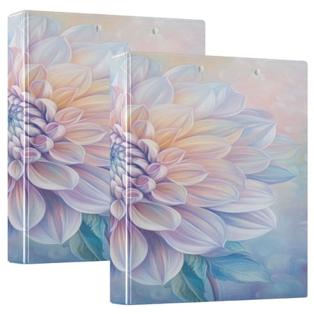 WOBOGO Pastel Colored Dahlia File Folders Extra Large Capacity to Hold 200 Sheets of Documents Hard Shell Ring Binder for School Home Office