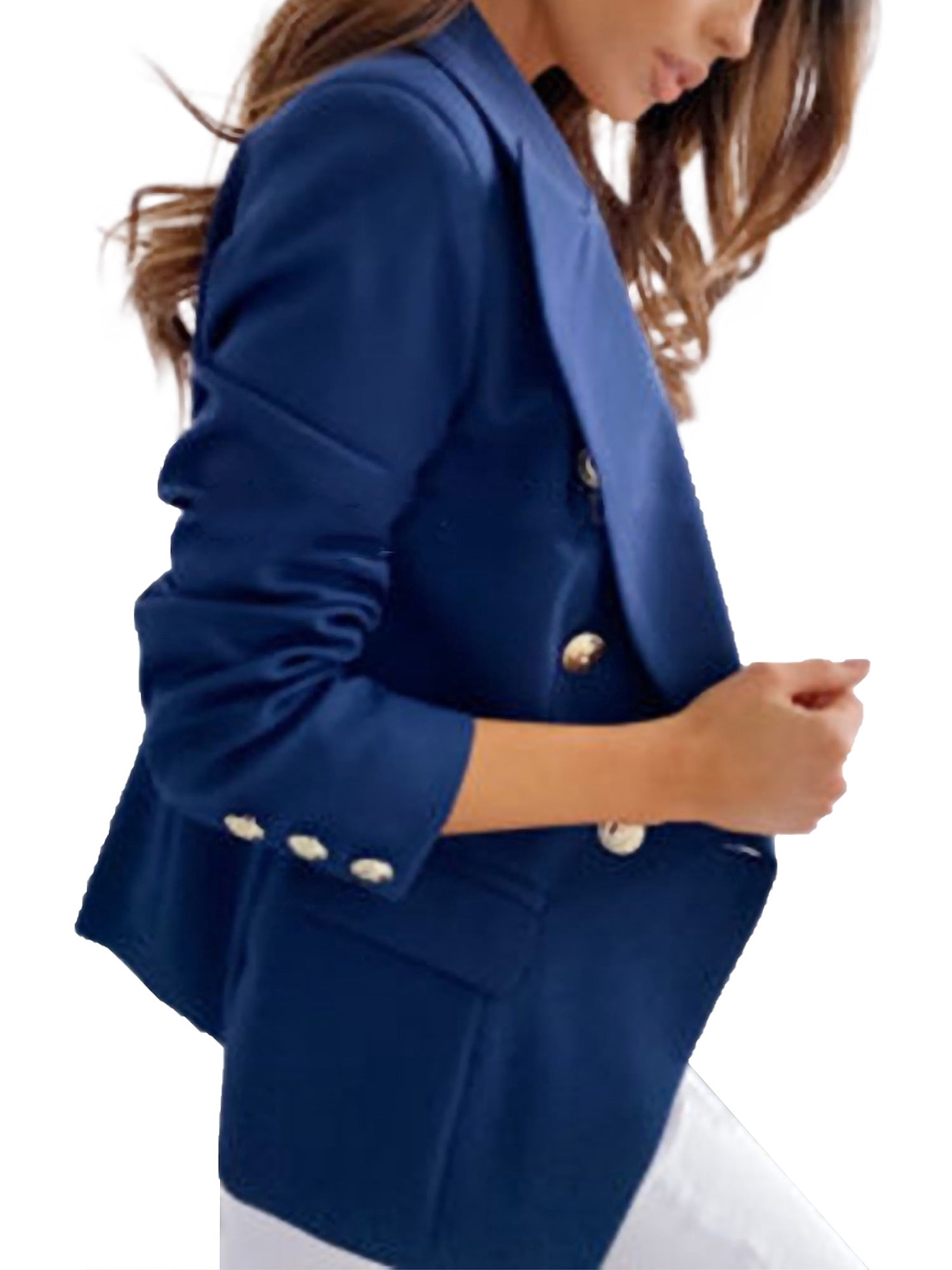 Blazer Court Femme Chic Et Elegant Veste De Costume Un Bouton Formel Blazer De Travail Manches Longues Col Revers Devant Ouvert Slim Fit Veste Blazer HabilléE Cardigan Bureau Affaires Ol Jacket
