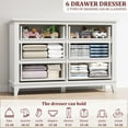 thumbnail image 4 of 6 Drawer Dresser for Bedroom,47" Wide Dresser,6 Drawer Double Dresser,Wide Drawer Dresser with Storage Freestanding,Wooden Closet Dresser Chest of Drawers,Storage Dresser Organizer for Living Room, 4 of 7