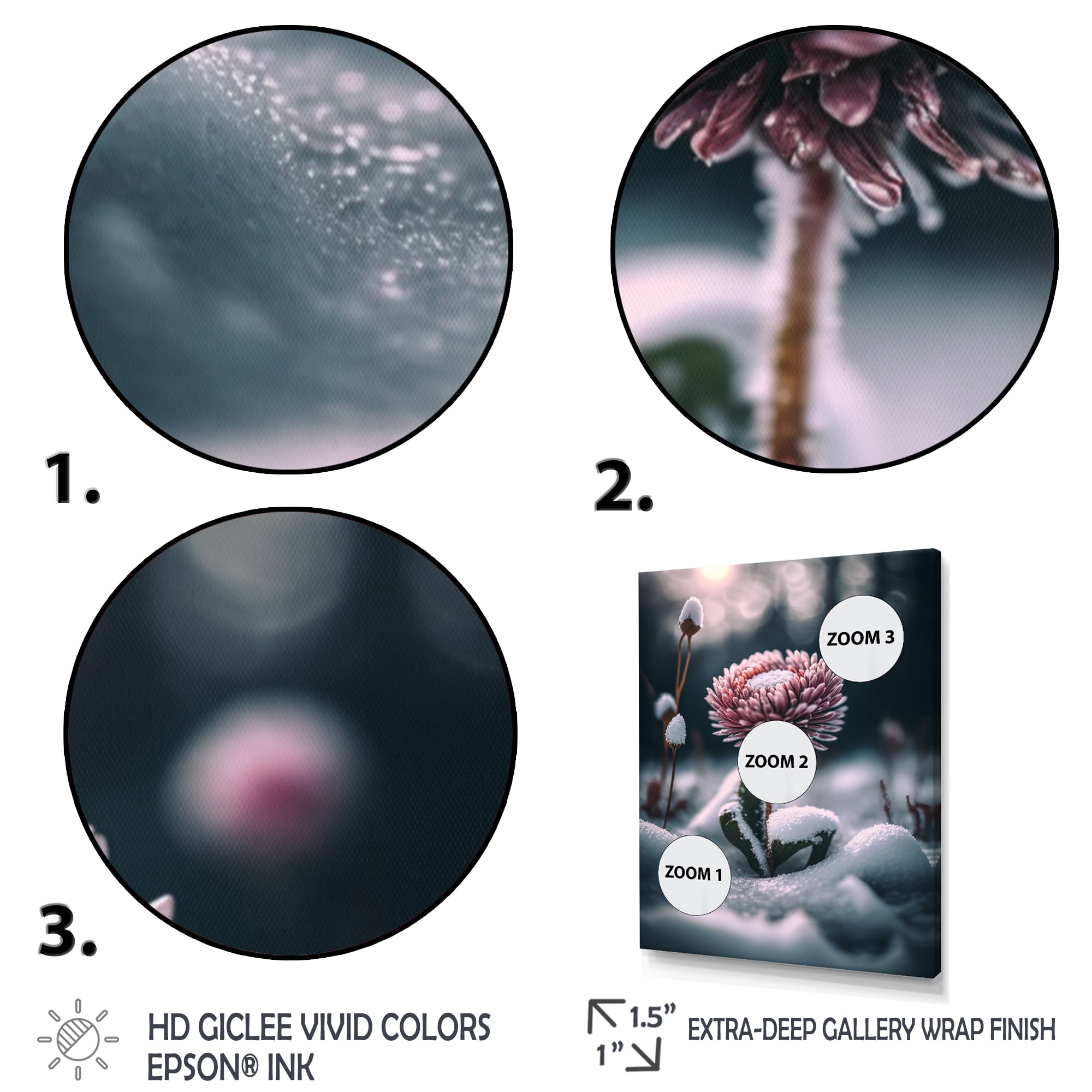 Designart A Blooming Pink Daisy Flower In Winter III Canvas Wall Art