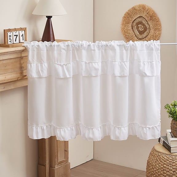 FEOLGEHLY Blackout Valances for Windows,Living Room Bedroom Bathroom Dinning Room Blackout Thermal Insulated Rod Pocket, 18 x 39 Inch, Natural Sand