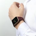 thumbnail image 2 of INI Compatible with Apple Watch Band Magnetic Link Top Grain Leather Strap For Serious 7 6 5 4 3 2 1 SE Size 41mm 40mm 38mm Wrist 6.5 to 8.5 Inch Better Than Loop and Link, 2 of 5