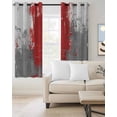 thumbnail image 2 of Red Cement Gray Blackout Curtains for Bedroom/Living Room, Thermal Insulated Kitchen Curtains, Modern Abstract Art Red Grommet Darkening Window Treatment Drapes 42"x84"x2, 2 of 8