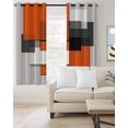 thumbnail image 2 of Burnt Orange Black Grey Blackout Curtains for Bedroom/Living Room, Thermal Insulated Kitchen Curtains, Contemporary Geometric Grommet Darkening Window Treatment Drapes 27.5"x39"x2, 2 of 8