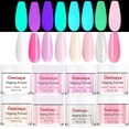 thumbnail image 1 of OUMISAYA Kit de uñas en polvo que brilla en la oscuridad, juego inicial de 8 colores, colección de uñas francesas, rosa claro y blanco (juego de líquido de inmersión no incluido), 1 of 5