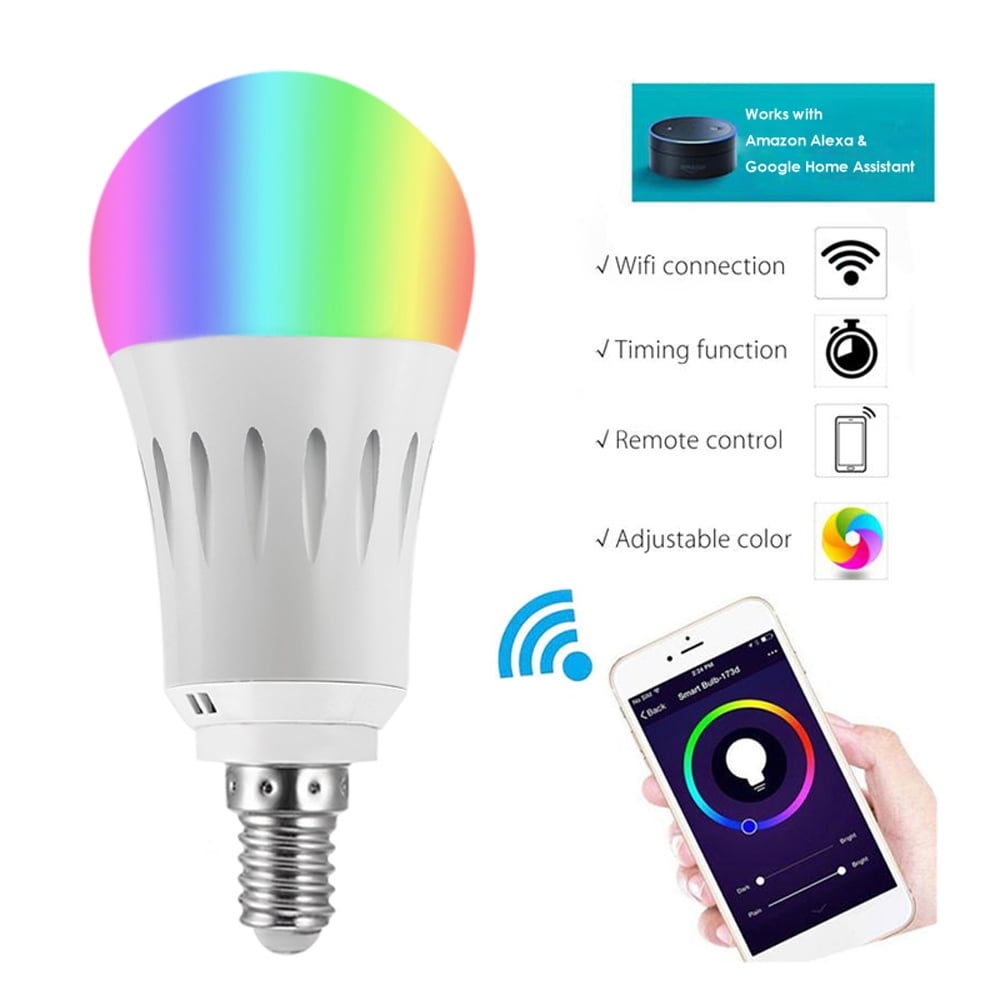 Smart Bulb WiFi Led Bulb E27 7W 600LM Multicolored RGB CCT Smart Light Bulb Compatible with Alexa and Google Home 