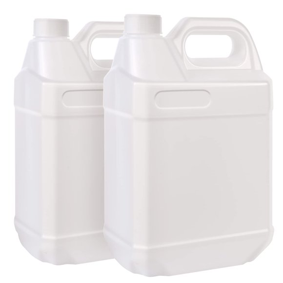 BPFY Lot de 2 Cruches en Plastique Transparent de 1 Gallon avec Couvercles, Contenants de Rangement pour Pichet d'Eau avec Poignée Ergonomique, Contenants en HDPE pour Eau, Sauces, Boisson, S