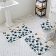thumbnail image 3 of Blue Flower Bathroom Rugs Set Watercolor Spring Blue Floral Butterfly Linen Texture Non Slip Absorbent Soft Bath Mats 3 Piece Set with Bathroom Rug, U-Shaped Floor Mat, Toilet Seat Cover Small Size, 3 of 9