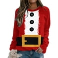 thumbnail image 4 of Camisas navideñas para mujer, sudadera ligera con cuello redondo de manga larga estampada, camisetas cómodas gráficas Pompotops gfhjh14584, 4 of 6