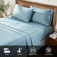 thumbnail image 6 of BNM Melange Soft Flannel Cotton Sheet Set, Full, Blue, 6 of 11