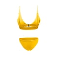 thumbnail image 6 of Minjewel Women's Sexy Solid Color High Waist Bikini Set with Gold Lock Detail, Fashion Swimsuits for Women for Beach, Pool & Summer,Yellow M, 6 of 8