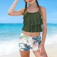 thumbnail image 7 of Girls 2 Piece Swimsuit Set Ruffle Tankini Top & Tropical Print Boy Shorts Quick Dry UPF Swimwear Ages 6-15,Size 10-11 T, 7 of 7
