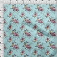 thumbnail image 4 of oneOone Silk Tabby Aqua Blue Fabric Florals Dress Material Fabric Print Fabric By The Yard 42 Inch Wide, 4 of 4