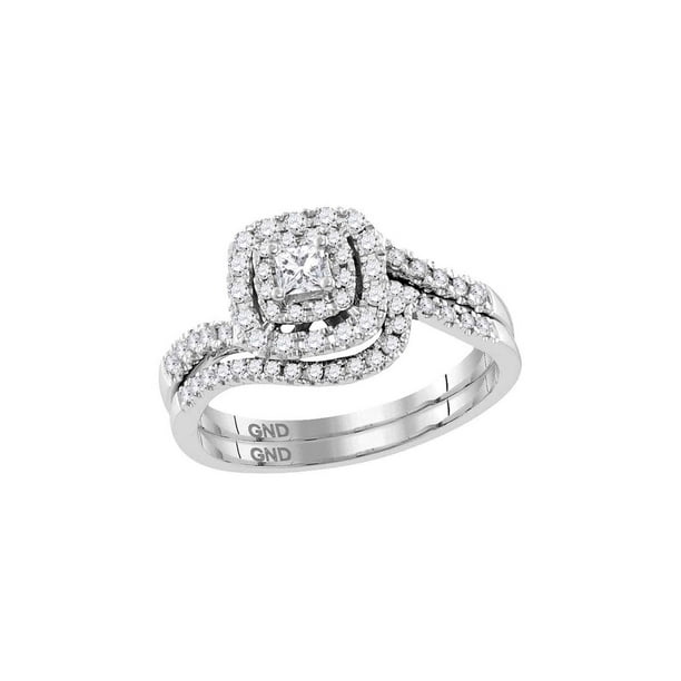 Shirin Diamond Jewelry 14kt White Gold Princess Diamond Bridal Wedding Ring Band Set 12 Cttw 