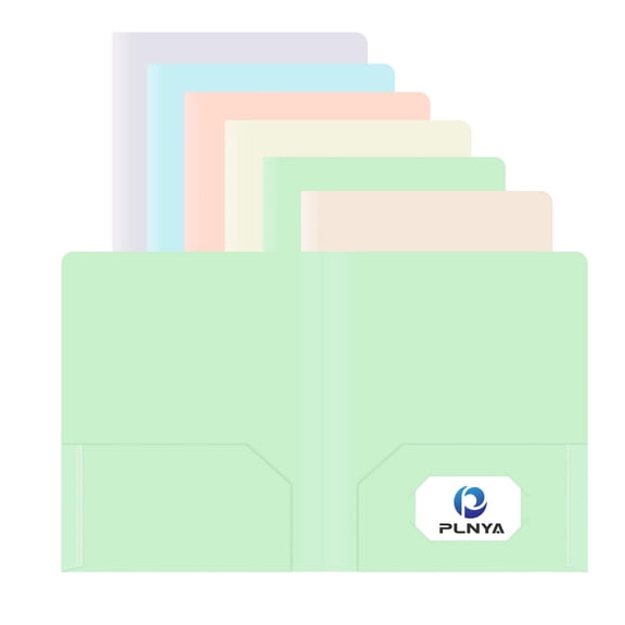 PLNYA 6-Pack Plastic Two-Pocket Folders, Letter Size