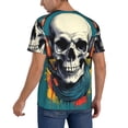 thumbnail image 2 of Hirioo Modern Hip-Hop Skull for Men's Baseball T-shirt Shirts Short Sleeve Casual Summer Button Stretch T Shirts,Size S-4XL-XX-Large, 2 of 7