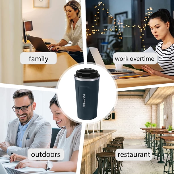 Copa De Agua Taza de café de 510 ml, taza de aislamiento de coche de medición de temperatura inteligente LCD HD (azul)