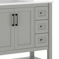 thumbnail image 4 of Flash Furniture 36" Bathroom Vanity with Sink, Cabinet with Black Hardware, Soft Close Doors, Open Shelf & 3 Drawers, Carrara Marble Finish Counter, Gray/White, 4 of 12