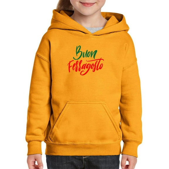 Buon Ferragosto Red Calligraphy Hoodie Juniors -Image by Shutterstock, Small
