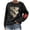 Black, variant on Women's Sweaters Leopard Print Long Sleeve Round Neck Casual Loose Comfy Oversized Graphic Pullover Tops S
