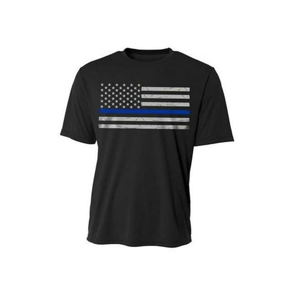 Thin Blue Line TBL-POLY-CLASSIC-BLACK-LG Mens Performance Polyester Classic T-Shirt, Black - Large