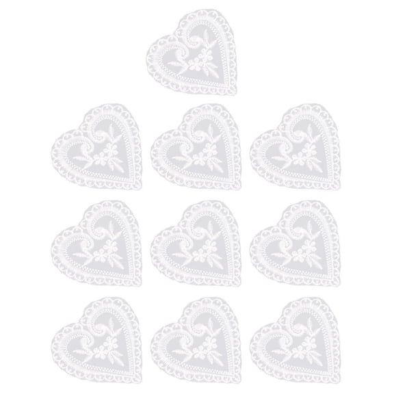 TITINICE 10Pcs DIY Heart Shape Embroidered Patch White Sewing Patch for Clothing Repair