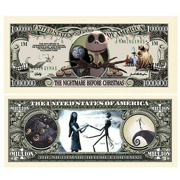 (Pack of 25) Nightmare before Christmas, Jack Skellington million dollar novelty bills