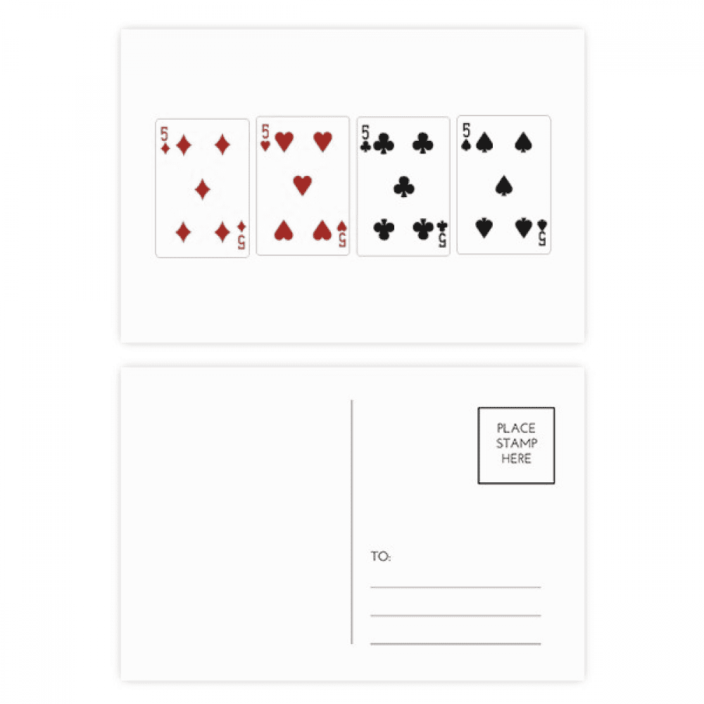 5 heart spade club pattern postcard set birthday mailing thanks greeting card